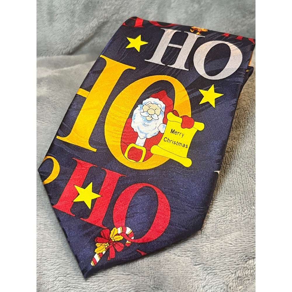 Keith‎ Daniels Silk Christmas Tie Santa Ho Ho Ho Holiday Necktie 3.25in 60in